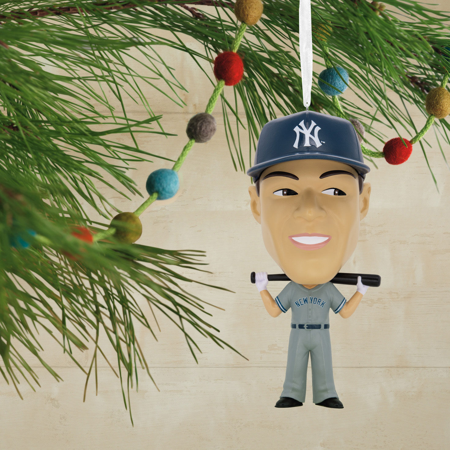 Yankees Aaron Judge Bobblehead Christmas Ornament hanging on tree image number 2