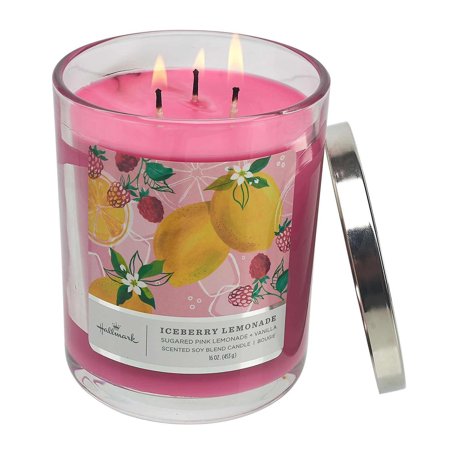 Iceberry Lemonade 3-Wick Jar Candle front lit image number 2