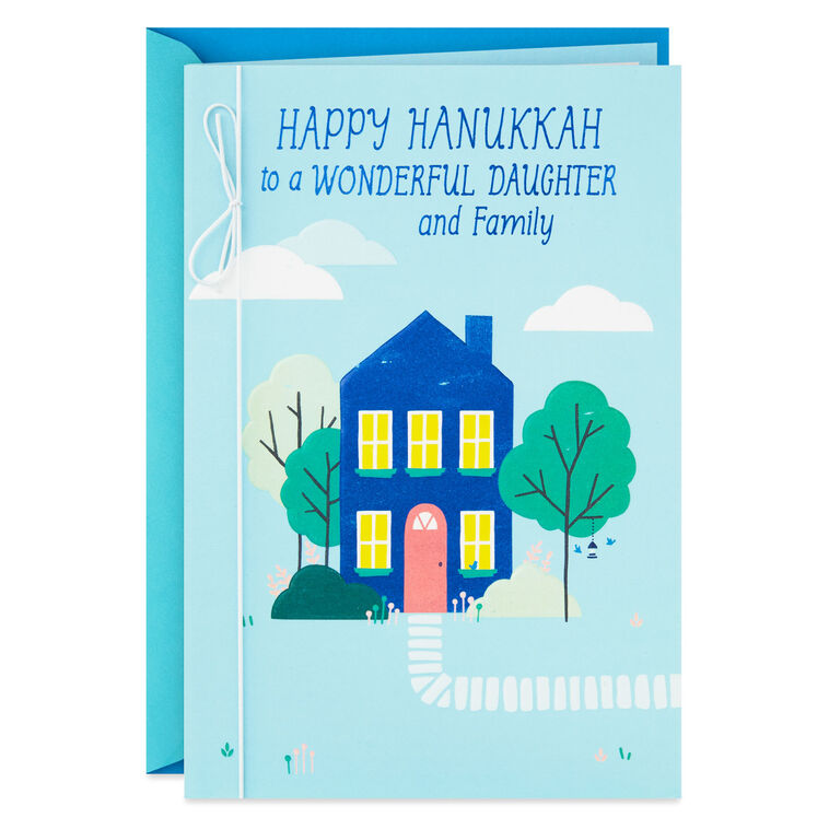 Warm Home and Happy Hearts Hanukkah Card for Daughter and Family