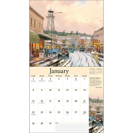 Thomas Kinkade Special Collector's Edition 2023 Hometown Memories Deluxe Wall Calendar With Print, 