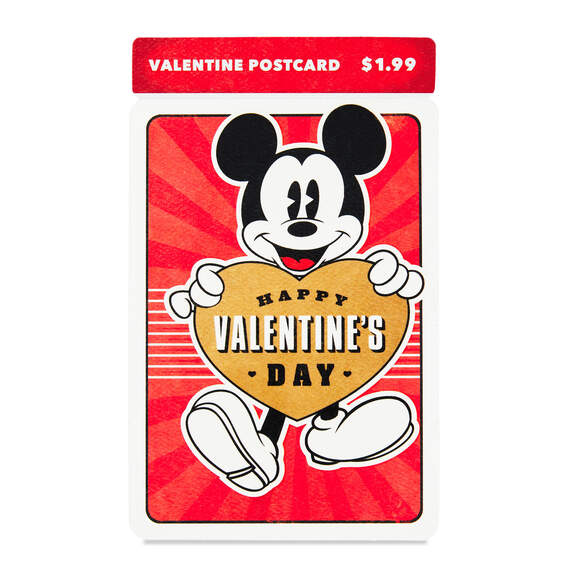 Disney Mickey Mouse Happy Valentine's Day Postcard, , large image number 1