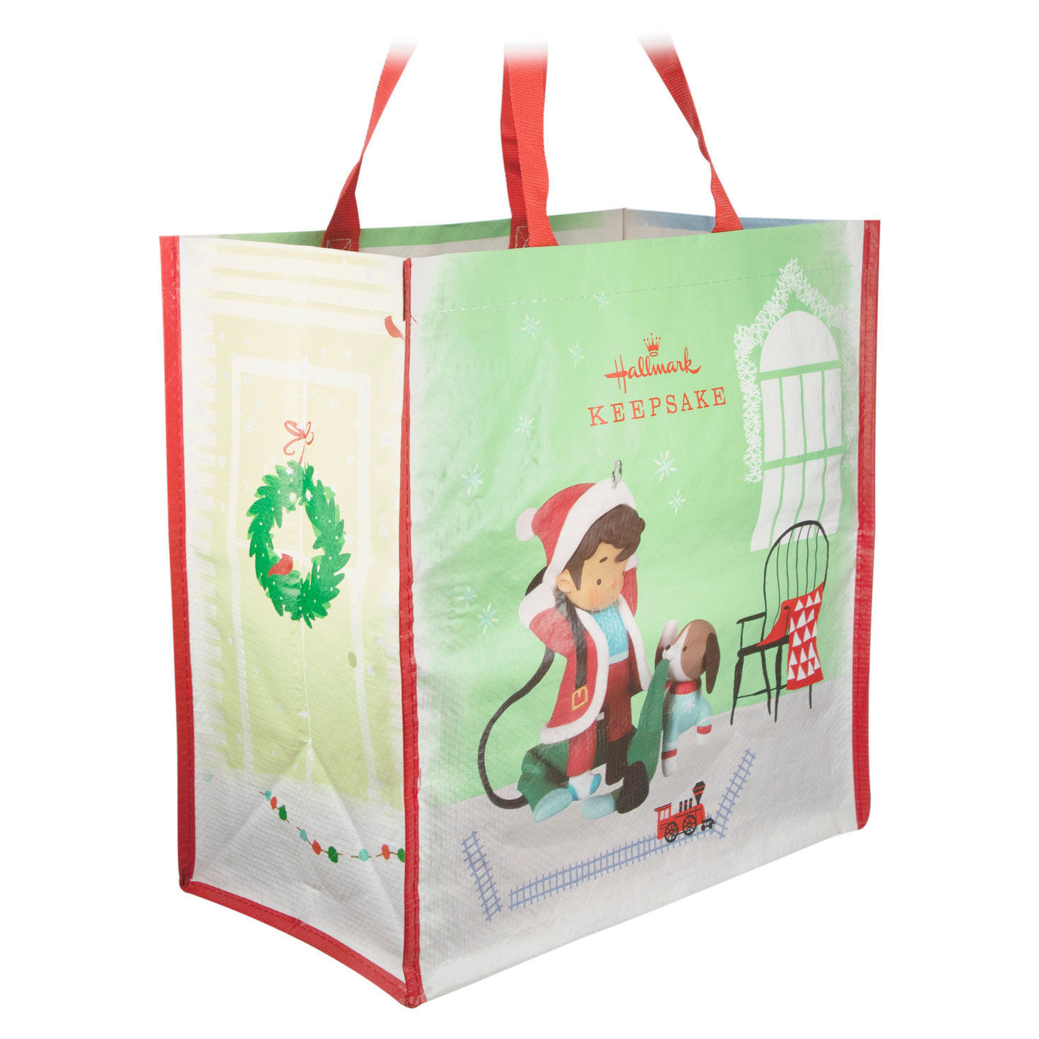 CHRISTMAS Reusable Tote Bag SANTA CARRYING CHRISTMAS GIFTS 19" x 18" x 7" 