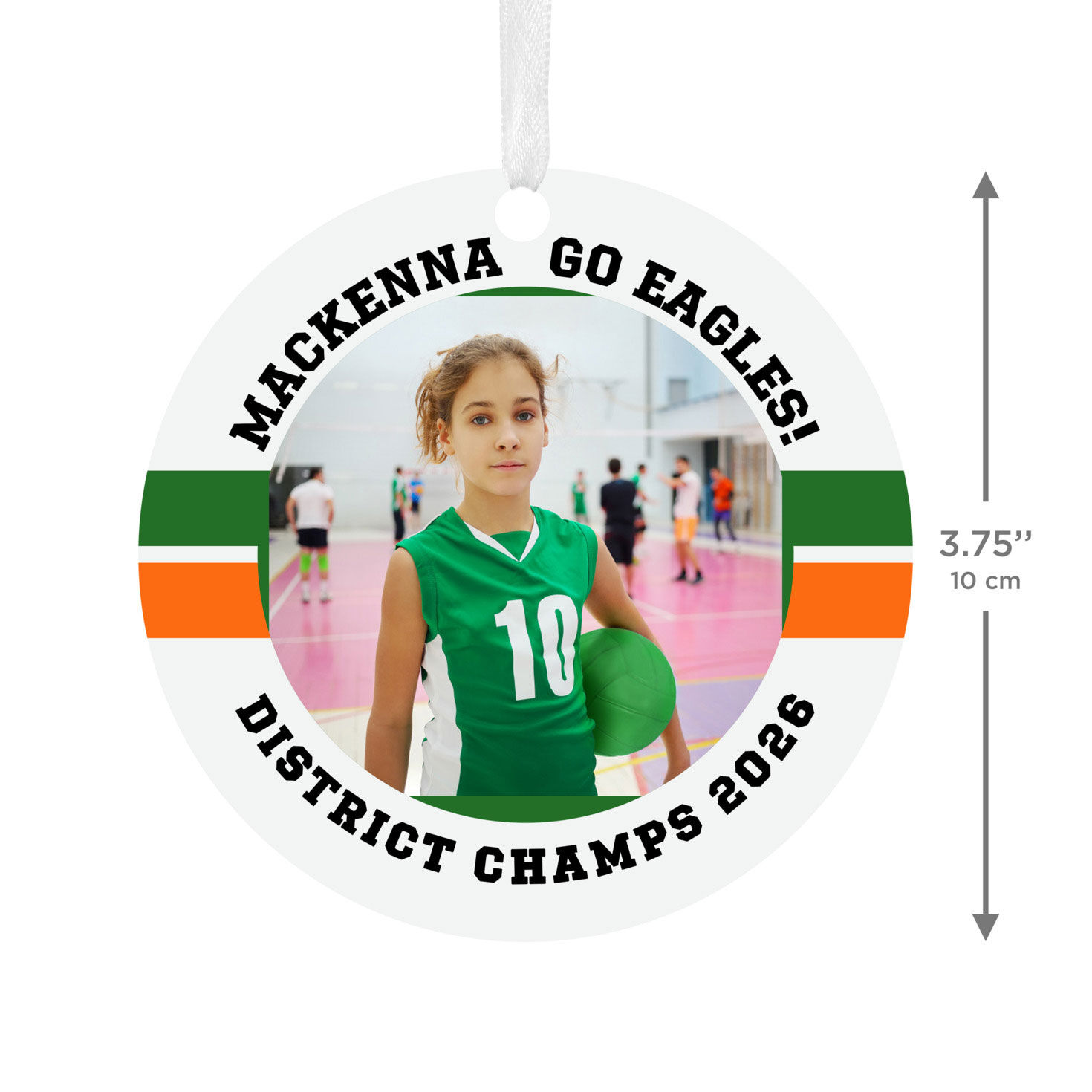 Round Volleyball Personalized Ornament measurement image number 3