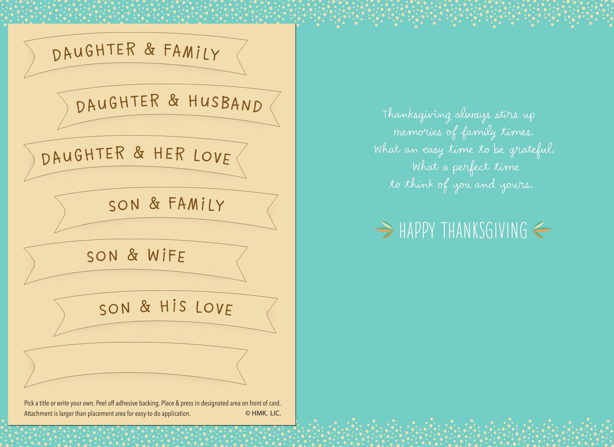 So Grateful for You Thanksgiving Card with Customizable Family Recipient Stickers