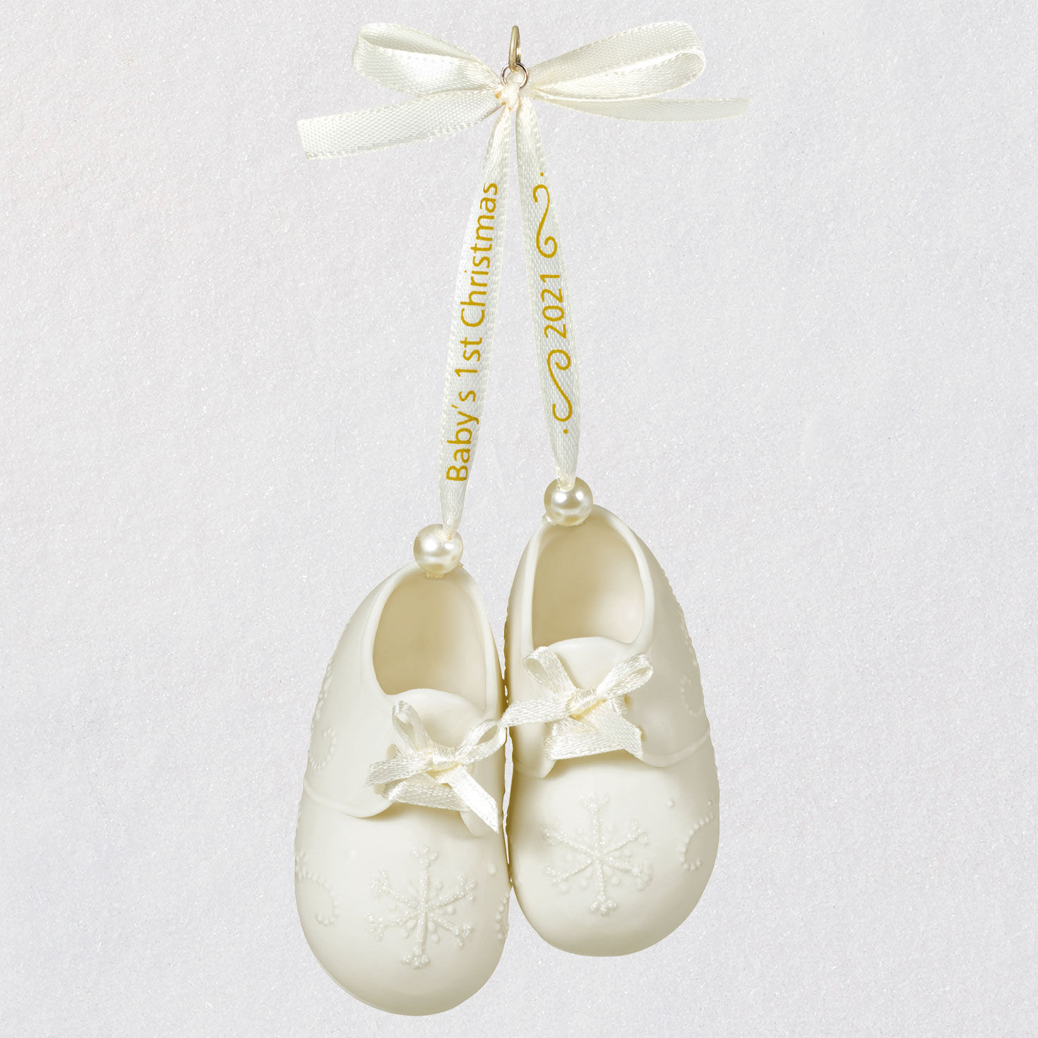 Hallmark Baby'S First Christmas 2021 Baby S First Christmas Booties 2021 Porcelain Ornament Keepsake Ornaments Hallmark