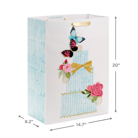 20" Butterfly Cake Jumbo Gift Bag, , large image number 3