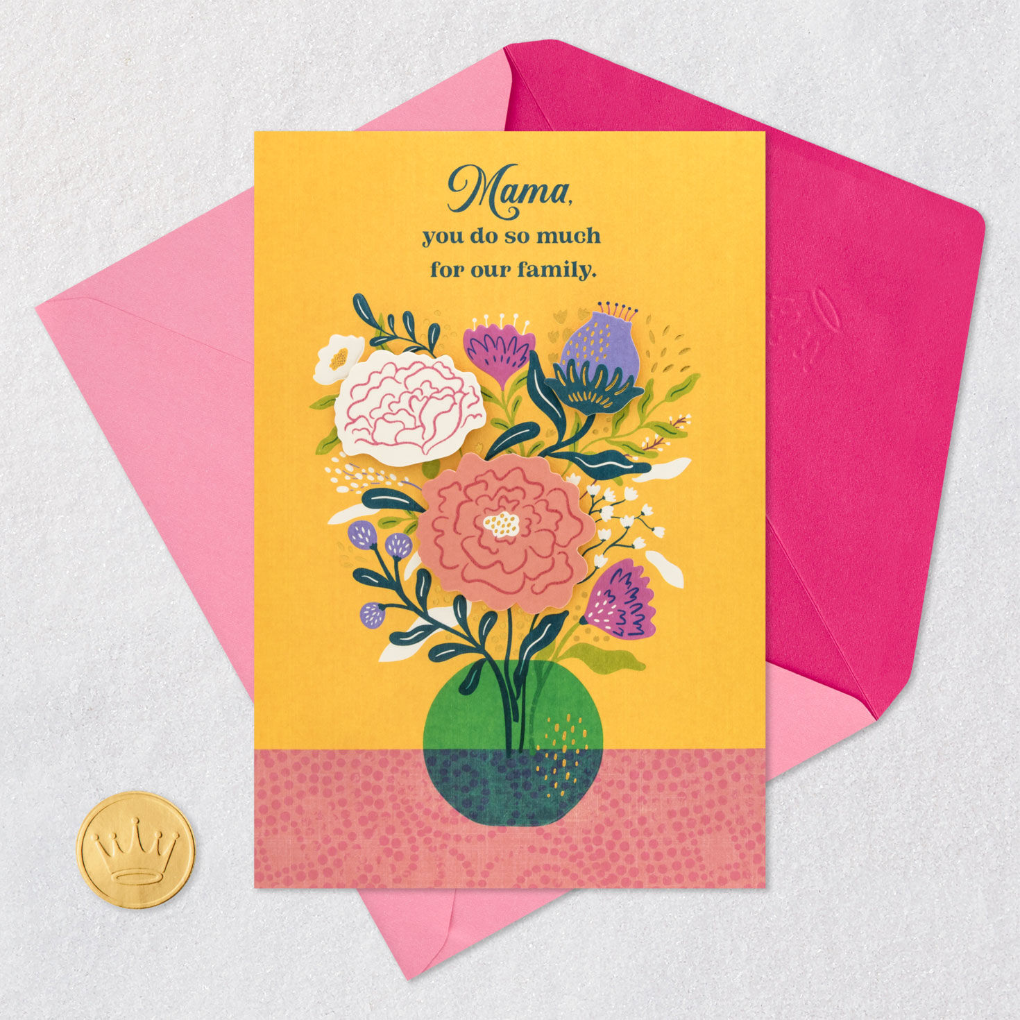 Flowers in Vase Mama Mother's Day Card From All Card Front with Envelope and Gold Seal image number 6