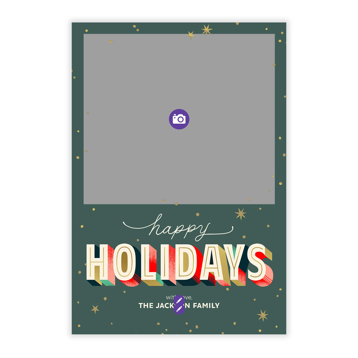 Hallmark Lettering Colorful Shadowed Lettering Flat Holiday Photo Card - Photo Cards ...