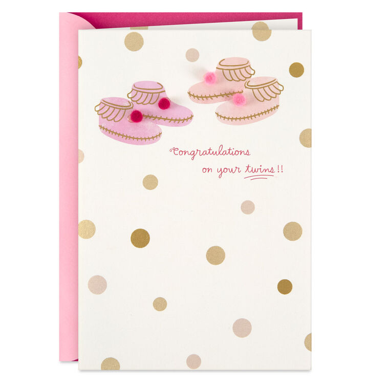 Twice the Happiness and Love New Baby Girl Card for Twin Daughters