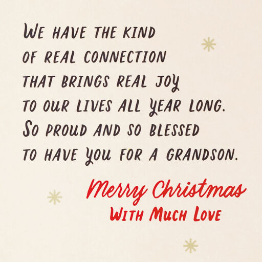 Grateful for the Closeness We Share Christmas Card for Grandson, 