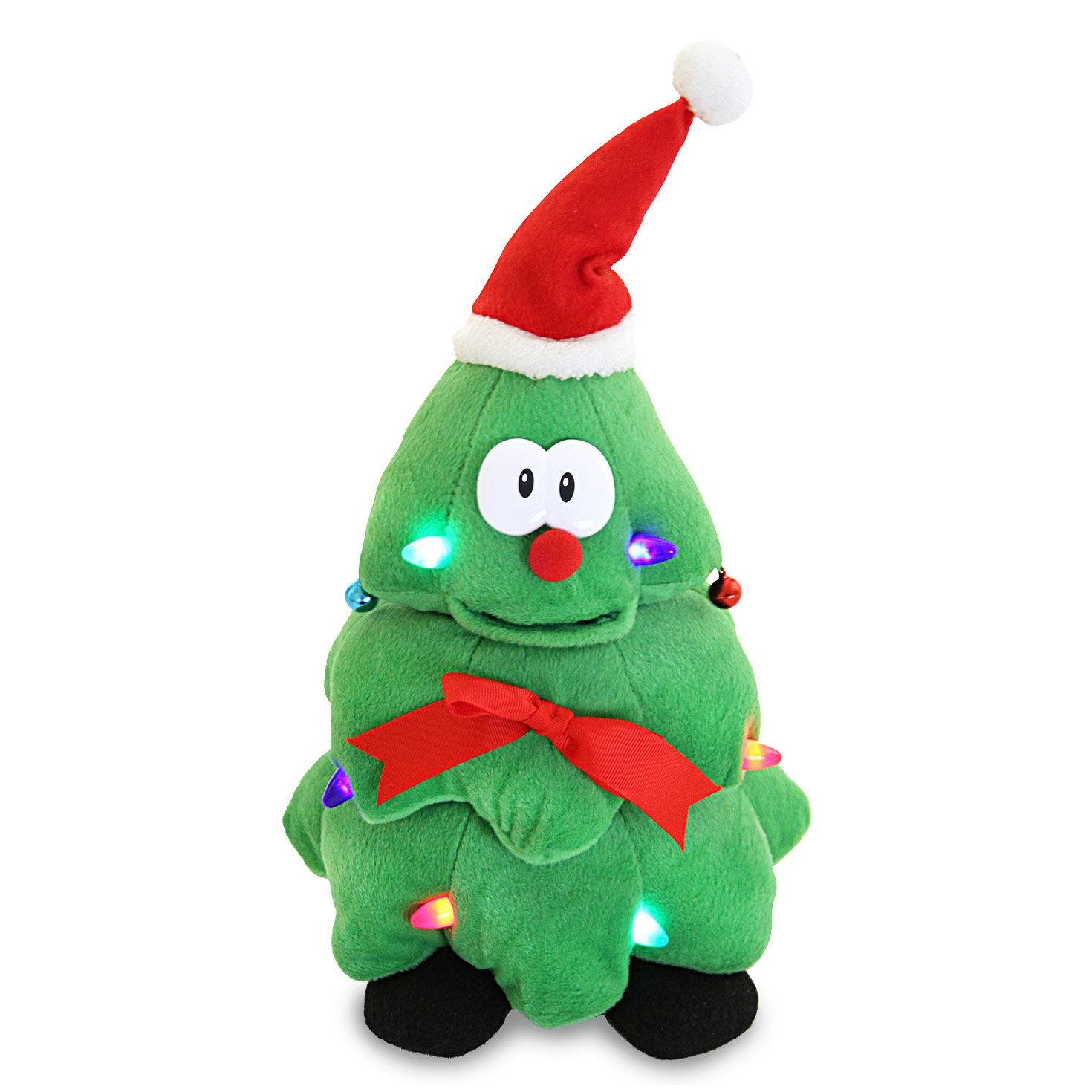 Rockin' Robbie Light-Up Musical Plush Christmas Tree front with lights image number 2