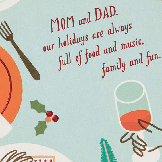 Food, Family, Fun Christmas Card for Mom and Dad From Us, , large image number 4