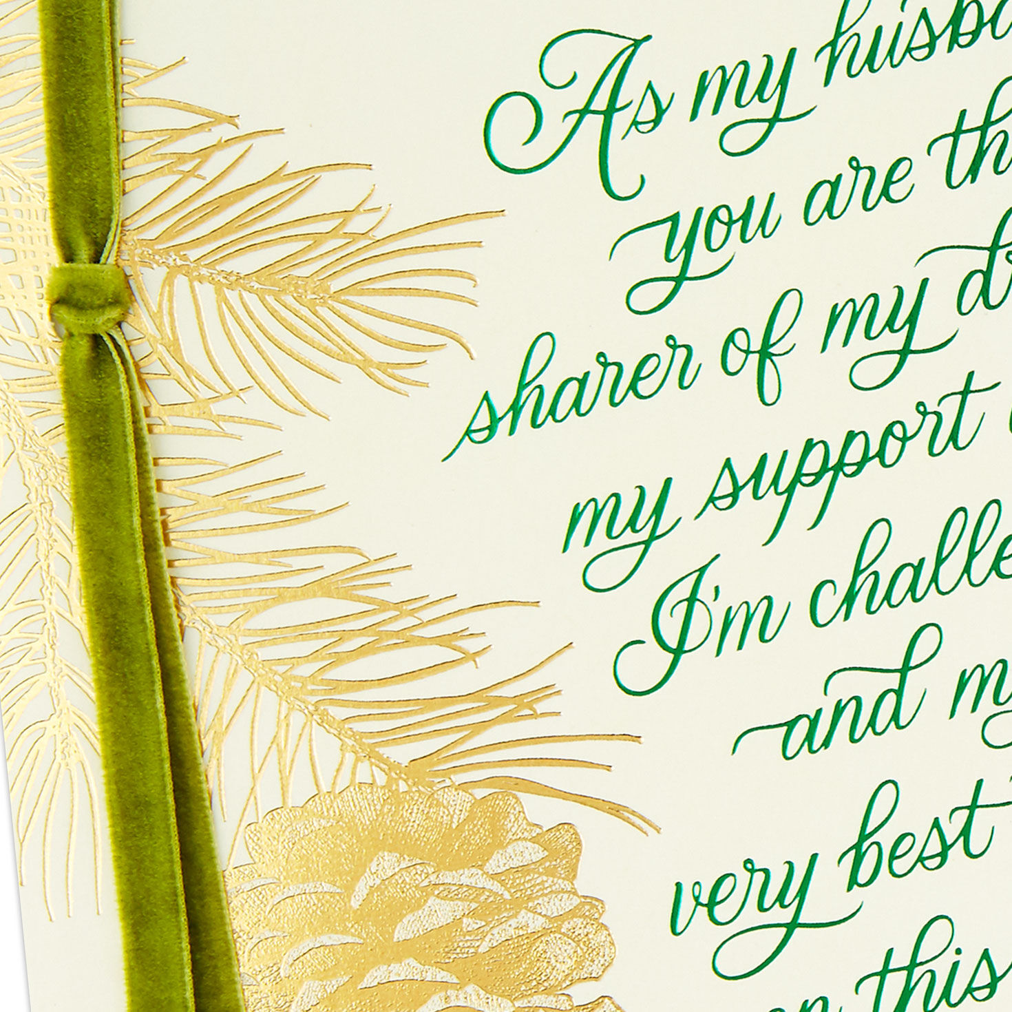 Gold Pine Cones Husband Christmas Card Card Front Detail image number 5