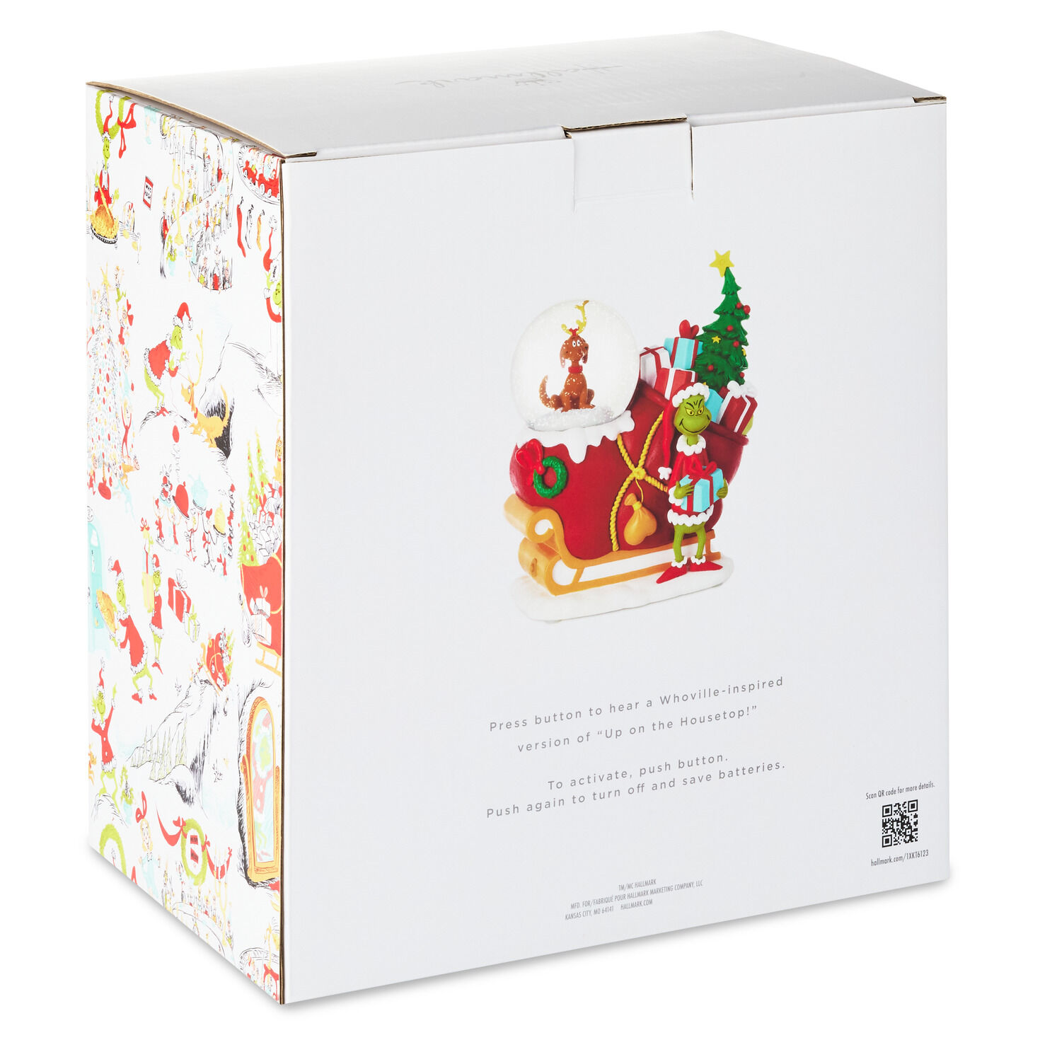 Grinch With Max on Sleigh Musical Snow Globe Figurine package back image number 7