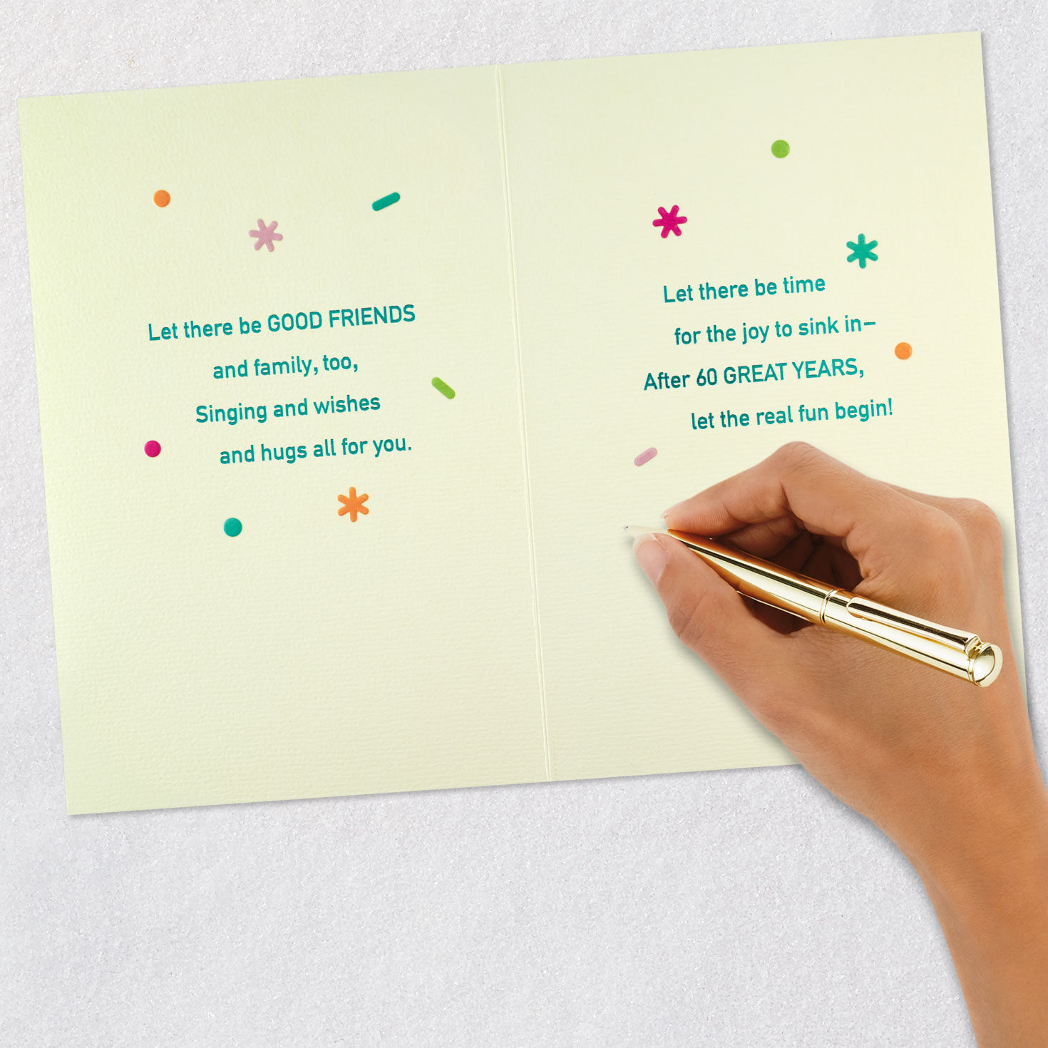 Numeral Candles and Sprinkles 60th Birthday Card Signing card image number 7