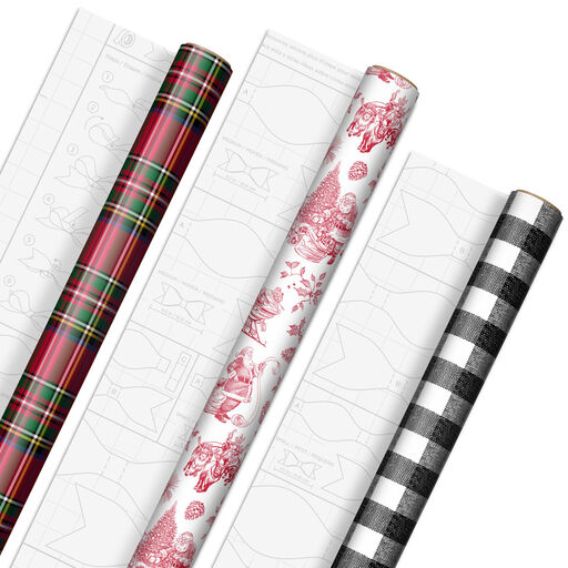 Cozy Christmas 3-Pack Wrapping Paper Assortment, 120 sq. ft., 