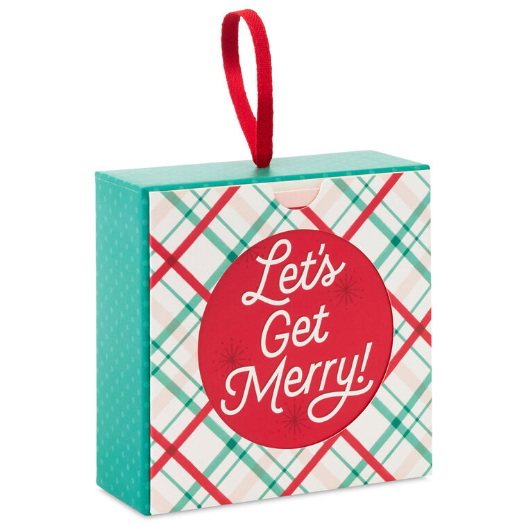 4.5" Let's Get Merry! Plaid Christmas Gift Card Holder Box