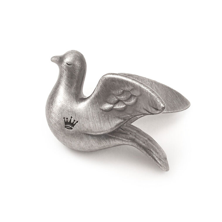 Dove Shaped Silver Metal Worry Stone back image number 2