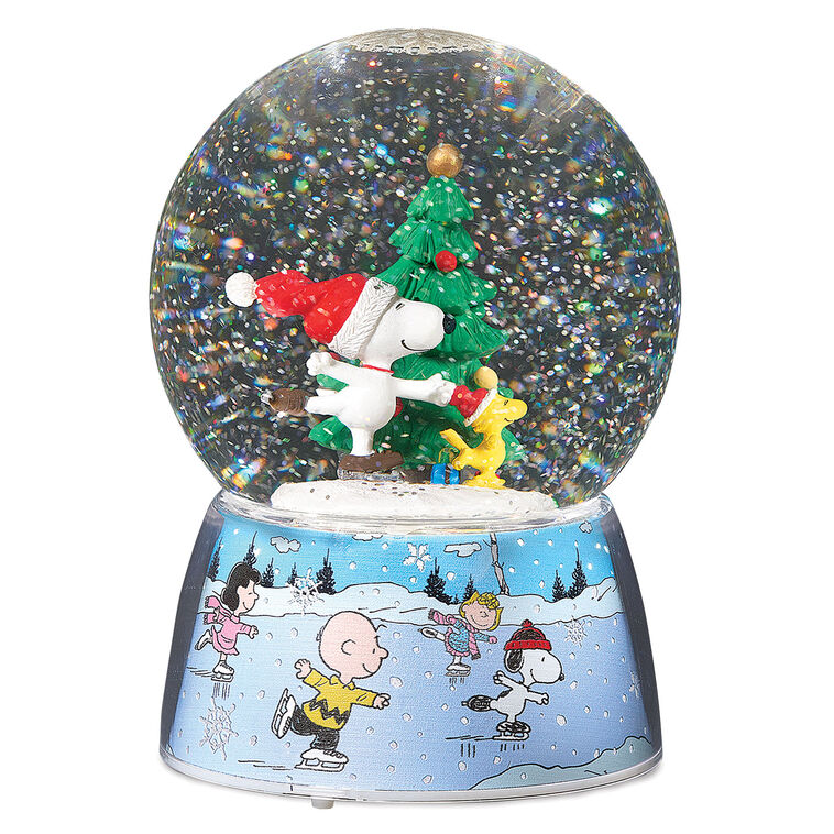 Roman Musical LED Swirl Peanuts Snoopy and Woodstock Snow Globe Figurine, 6.5"