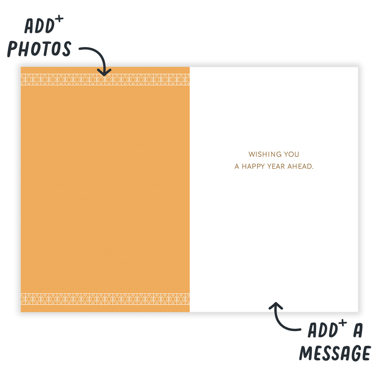Gold Goat on Red Personalized New Year Card Open Card indicating personalization image number 3