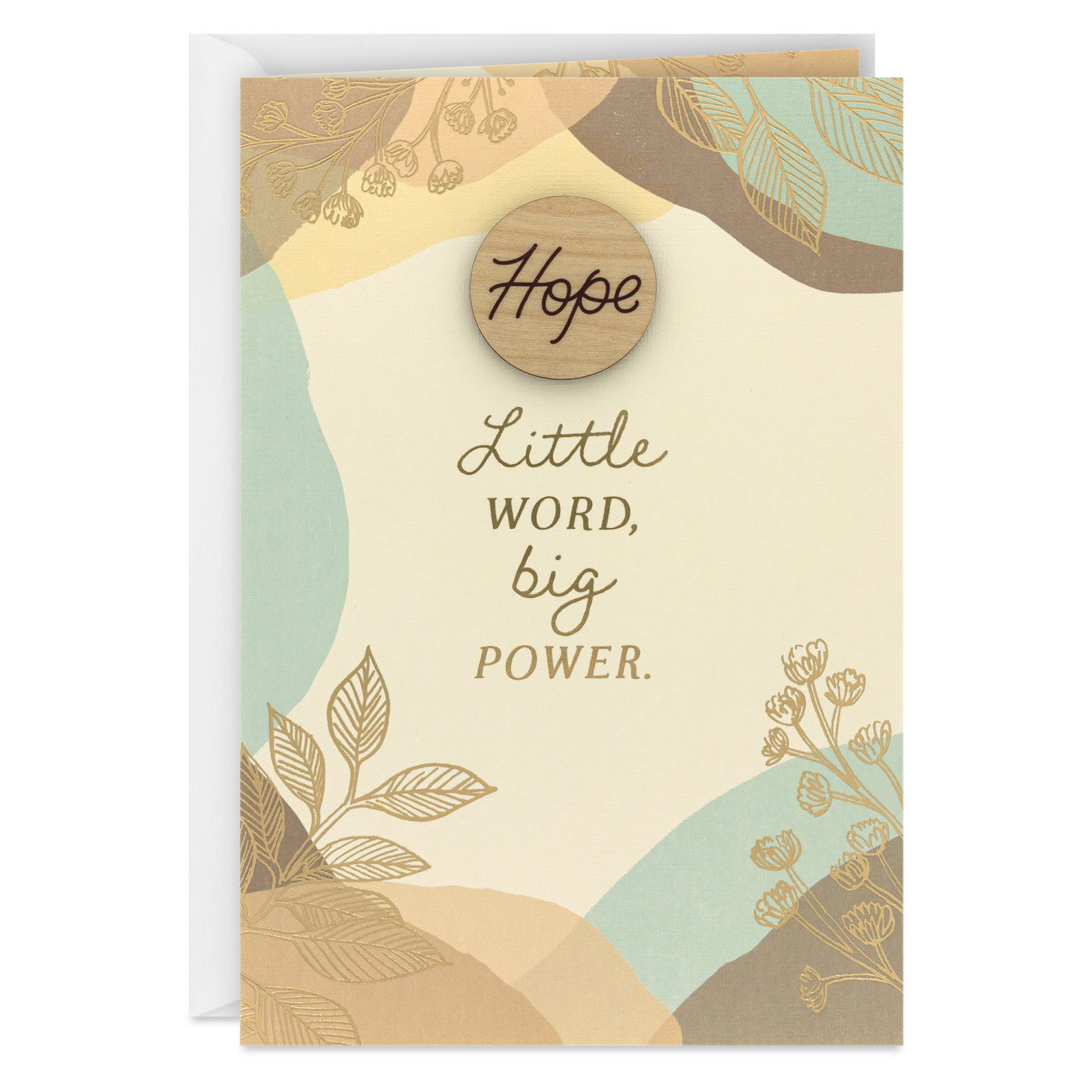 Love, Peace and Hope Encouragement Card With Wooden Token