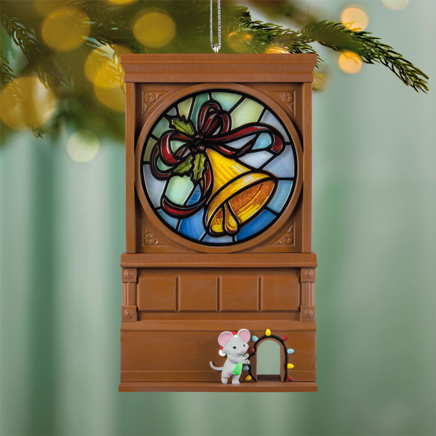 Bell Stained Glass Window Keepsake Ornament Hanging on tree image number 2