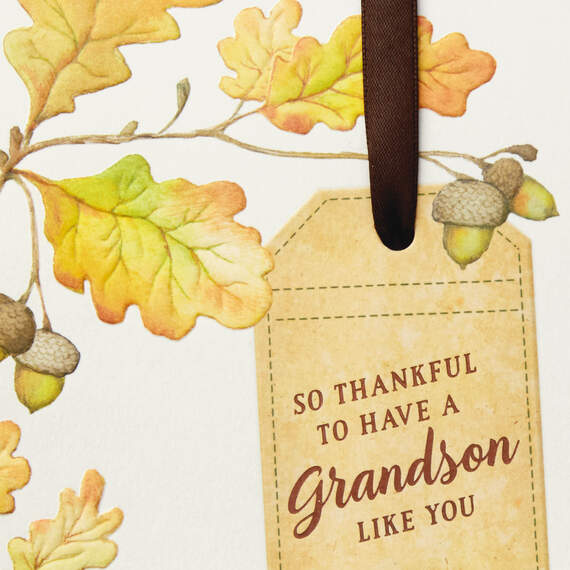 Leaves and Acorns Thanksgiving Card for Grandson, , large image number 4