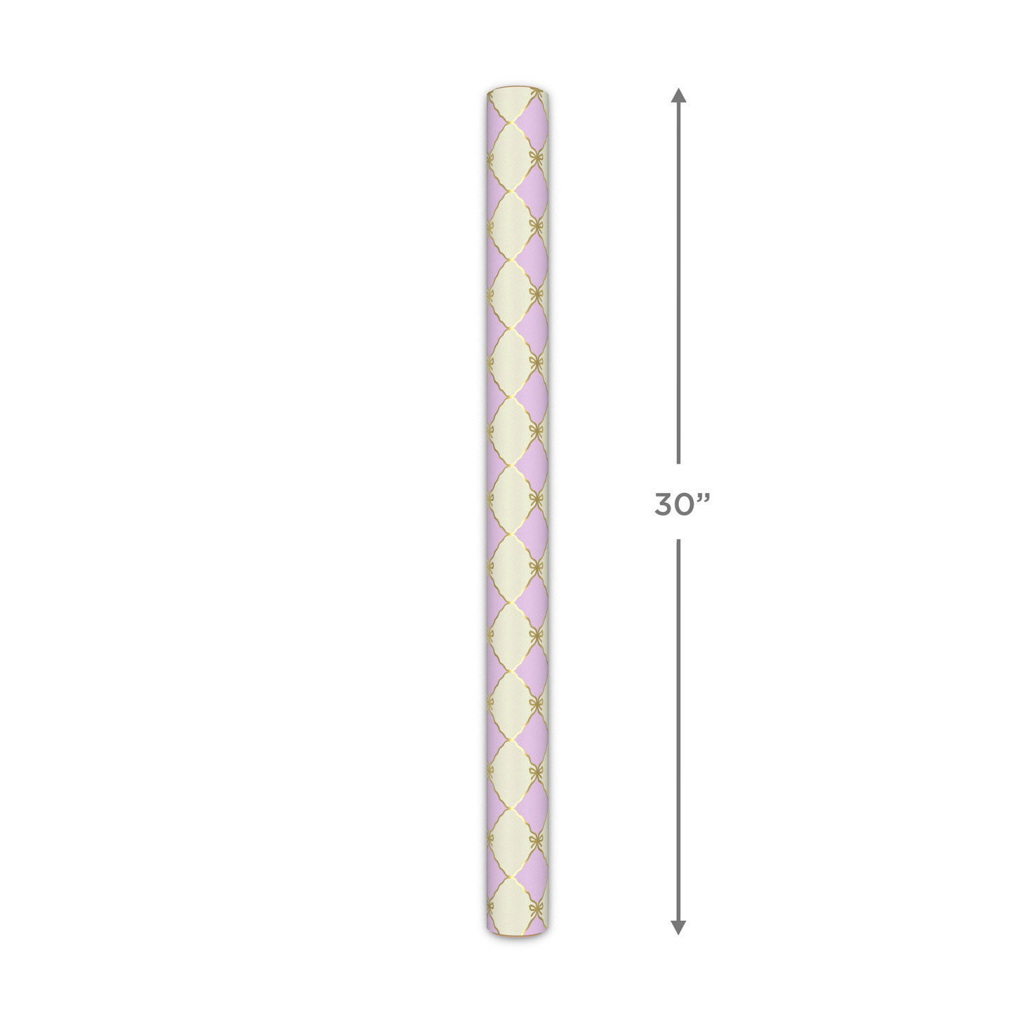 Gold Bow Lattice on Pink and Cream Gift Wrap Roll Measurement image number 5