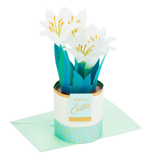 Lily Plant in Vase 3D Pop-Up Easter Card, 