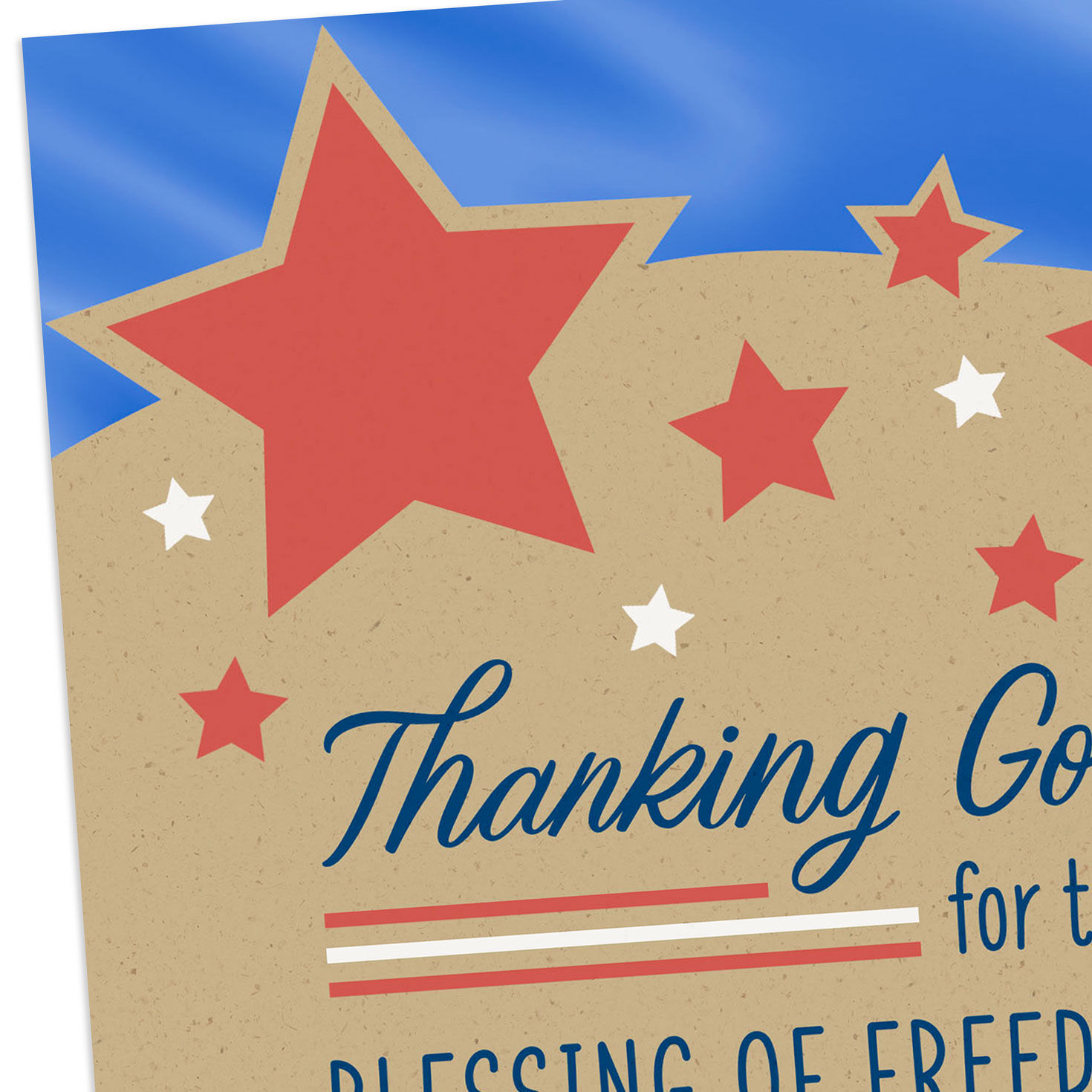 Red Stars on Kraft Religious Veterans Day Card Card Front Detail image number 4