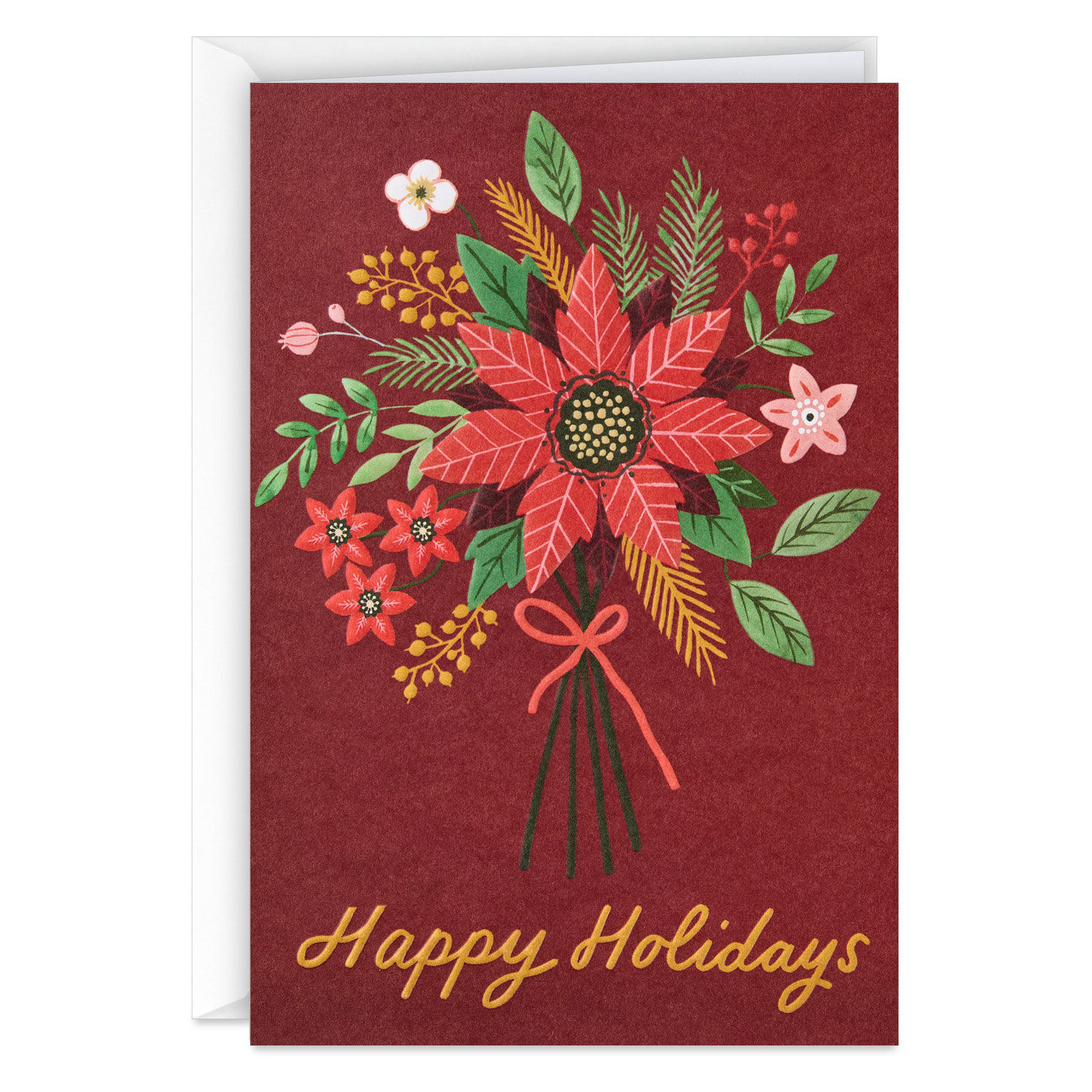 Red Floral Bouquet Packaged Christmas Cards Card Front image number 2