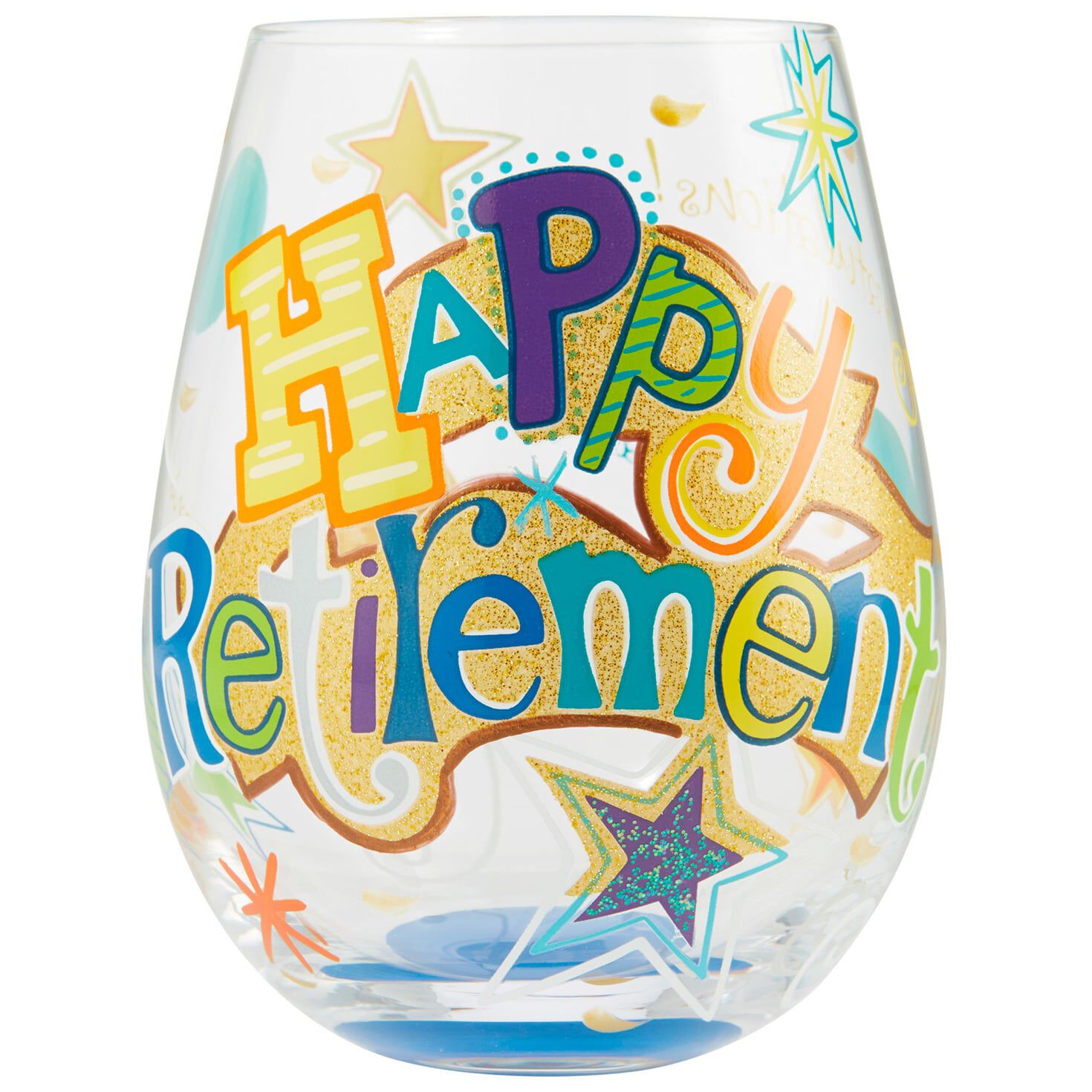 Lolita Happy Retirement Handpainted Stemless Wine Glass 20 Oz