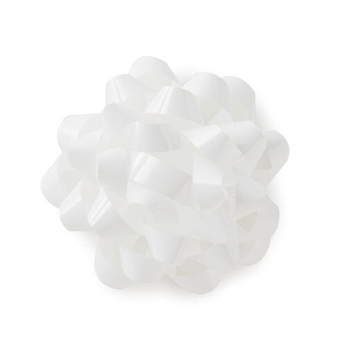 White High Gloss Ribbon Confetti Gift Bow, 4 5/8", White