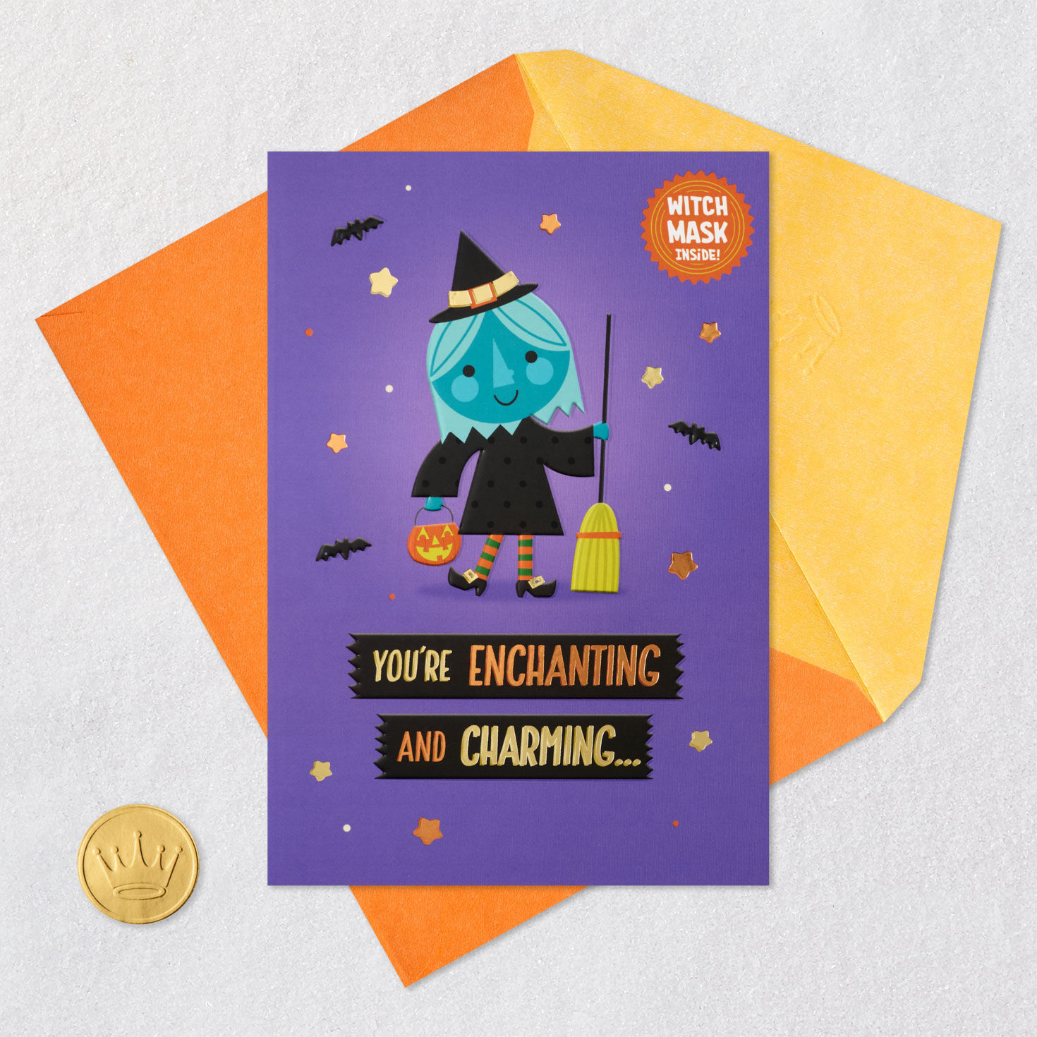 One Cool Little Witch Detachable Mask Halloween Card for Kids for only USD 4.59 | Hallmark