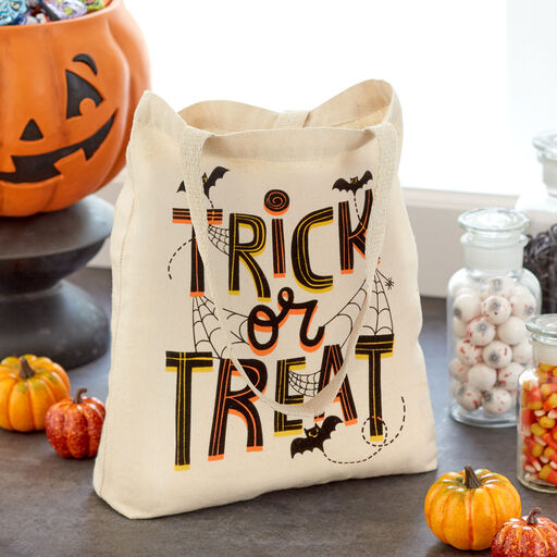 13" Trick or Treat Canvas Halloween Tote Bag, 