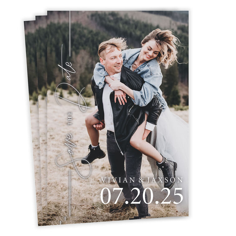 Dark Filter Full-Bleed Photo Flat Wedding Save the Date