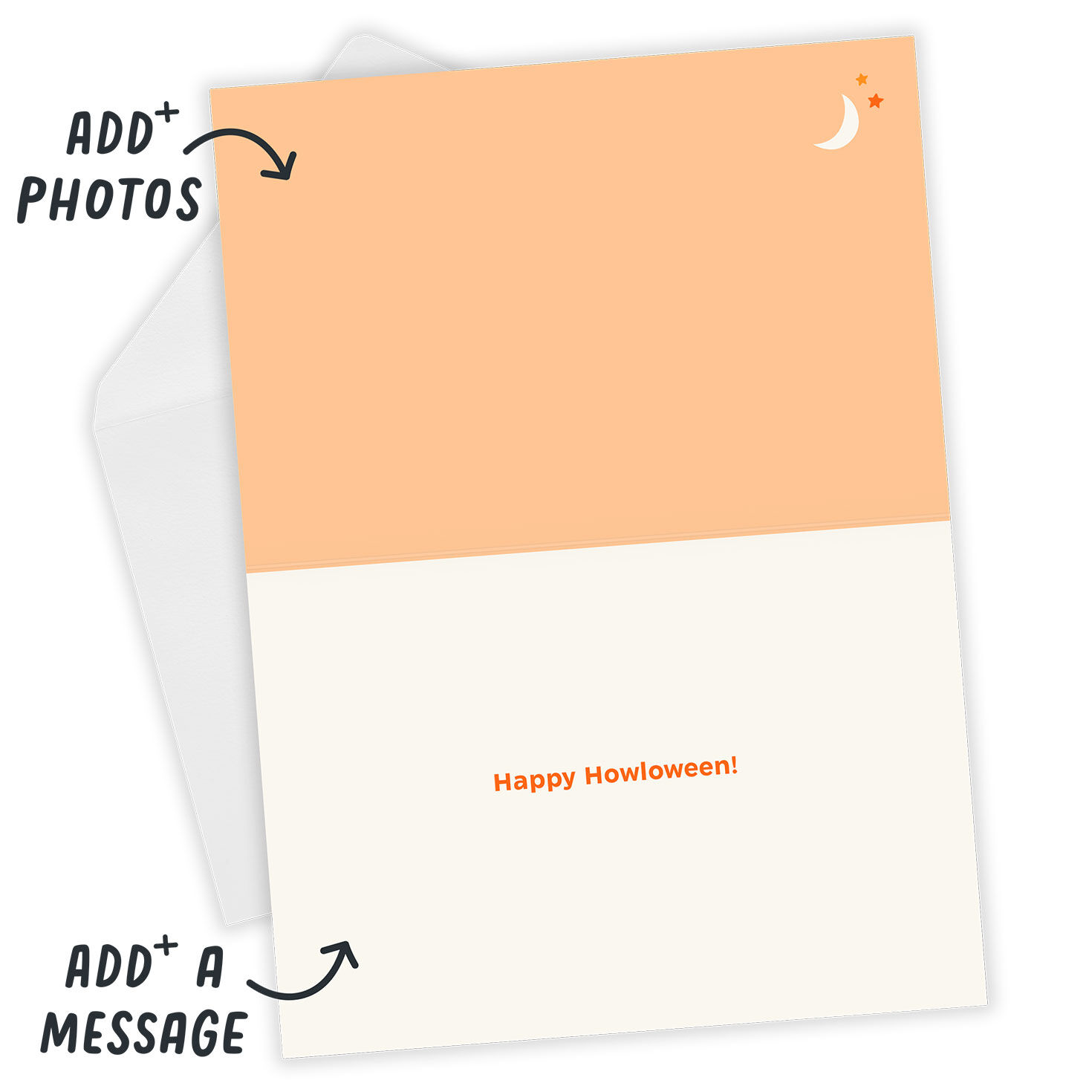 Paw-ty Animal Pet Photo Personalized Halloween Card Open Card with Envelope indicating personalization image number 4