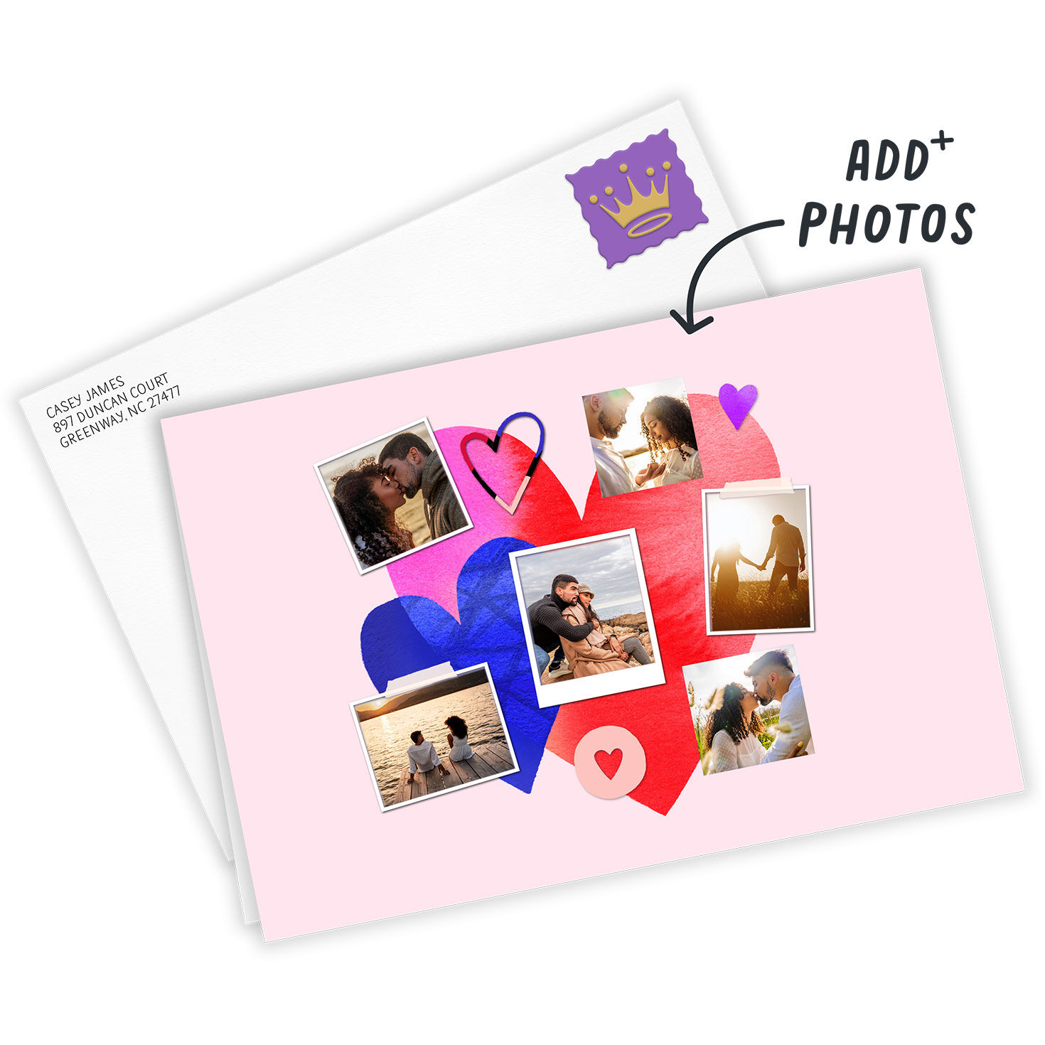 Artistic Hearts Photo Collage Custom Love Card, , large image number 2