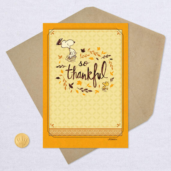 Peanuts® Snoopy and Woodstock So Thankful Thanksgiving Card, , large image number 5