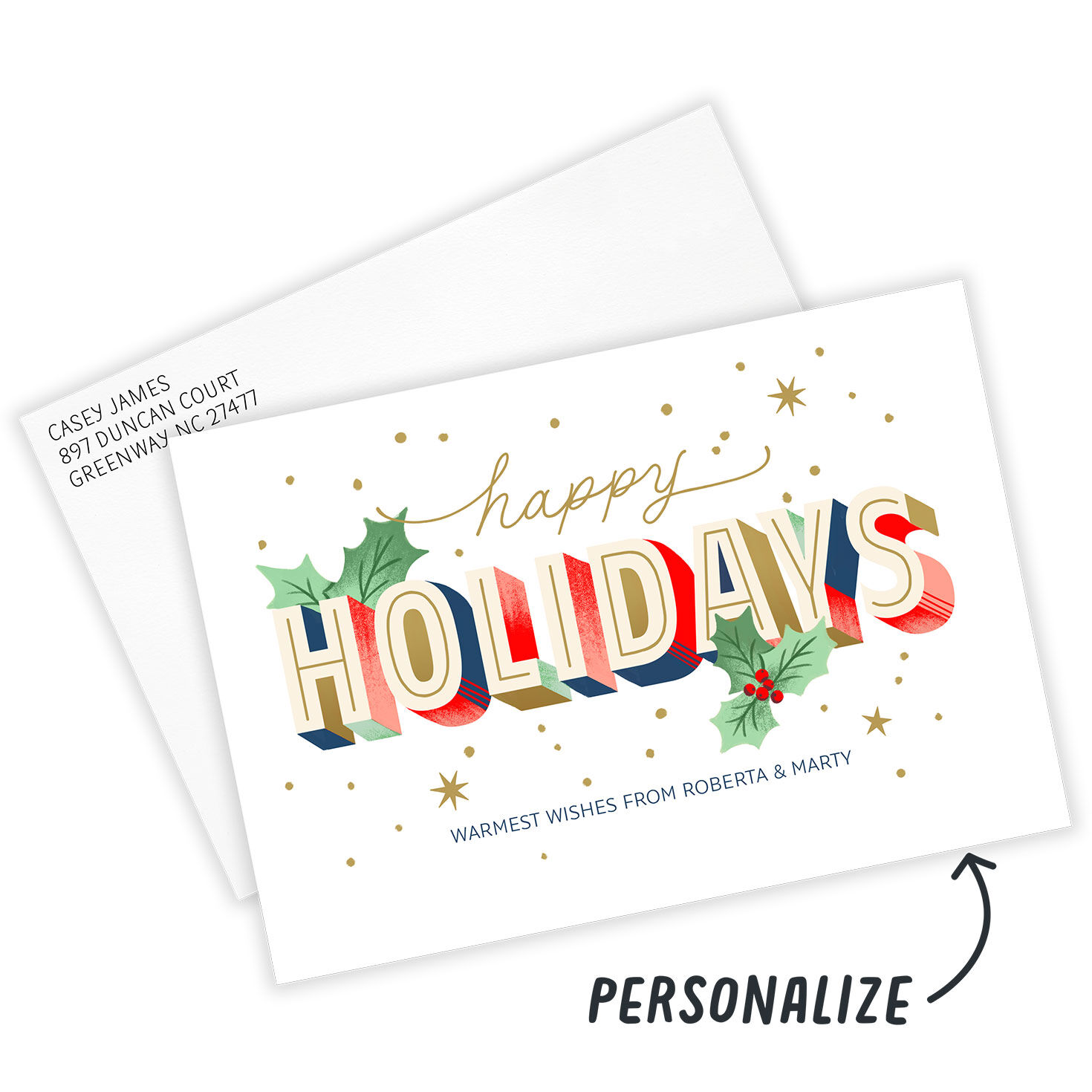 Colorful Vintage Starburst Flat Holiday Photo Card, , large image number 3