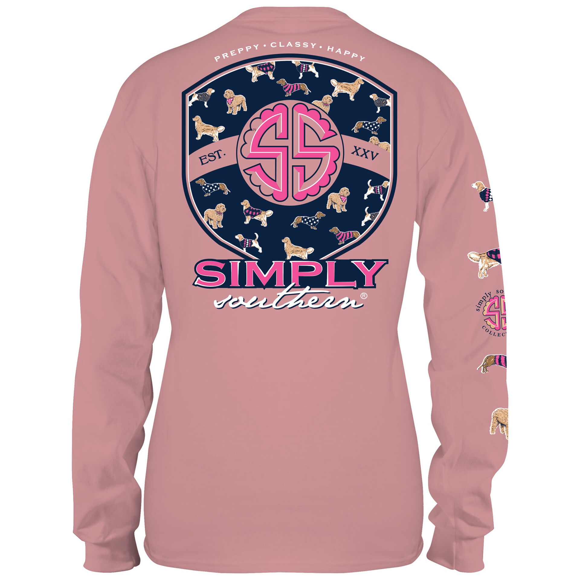 Simply Southern Preppy Pups Women S Long Sleeve T Shirt Clothing Hallmark