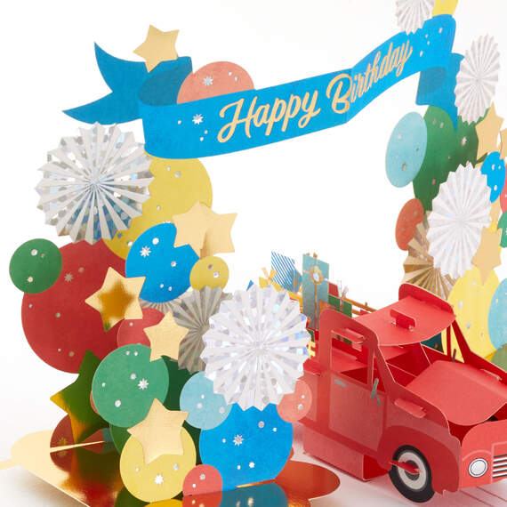 Celebrating You Red Truck and Banner 3D Pop-Up Birthday Card, , large image number 4