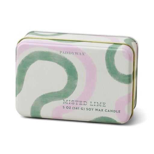 Paddywax Misted Lime Candle in Pink and Green Tin, 5 oz., 