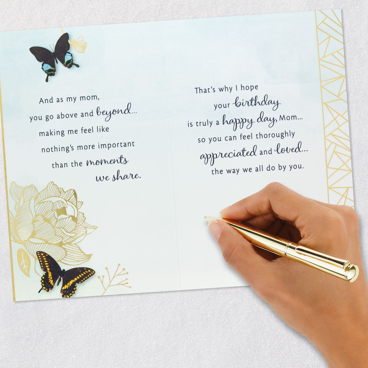 Butterflies Birthday Card for Mom signing card image number 8