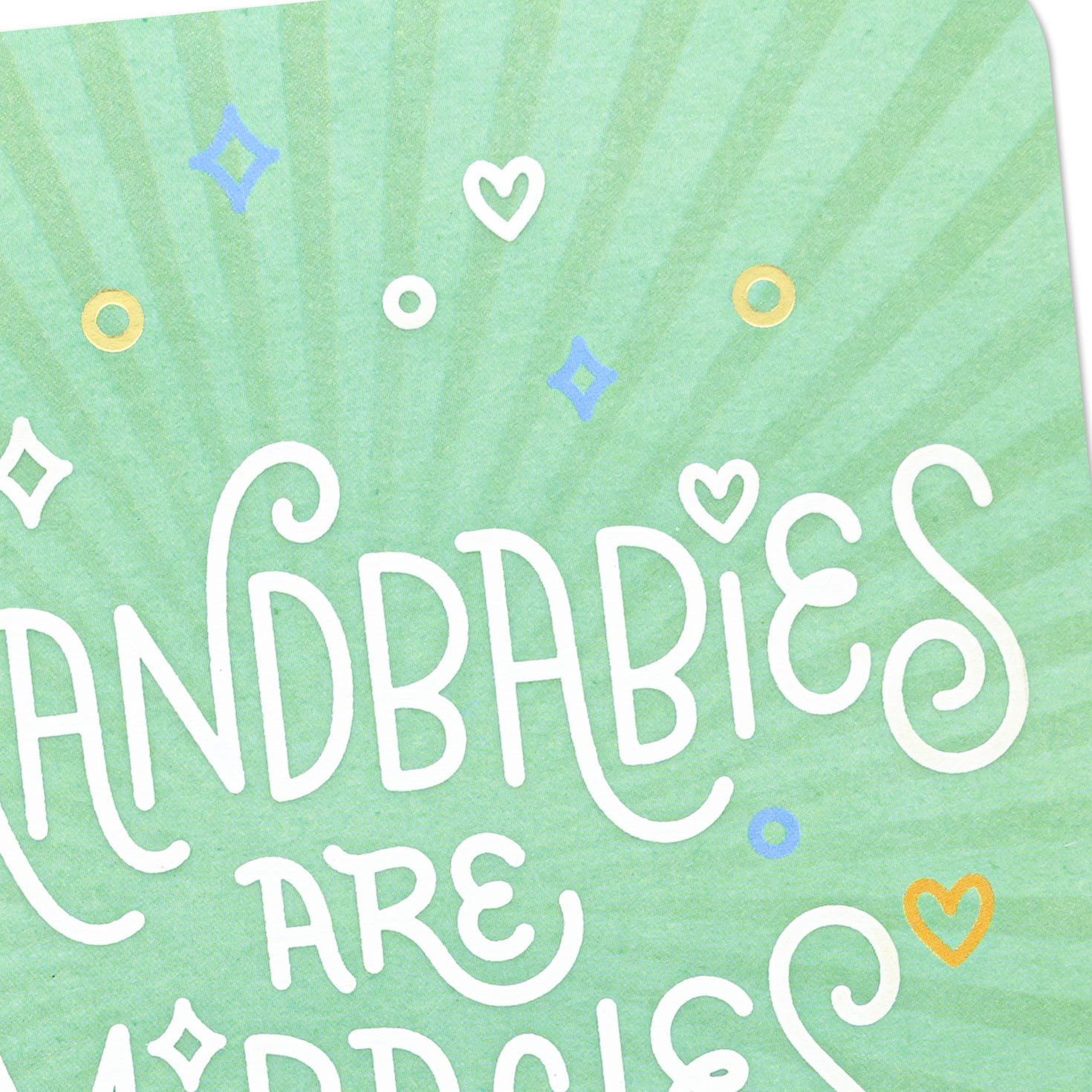 Hearts, Diamonds and Rays New Grandbaby Card Open card with envelope image number 4