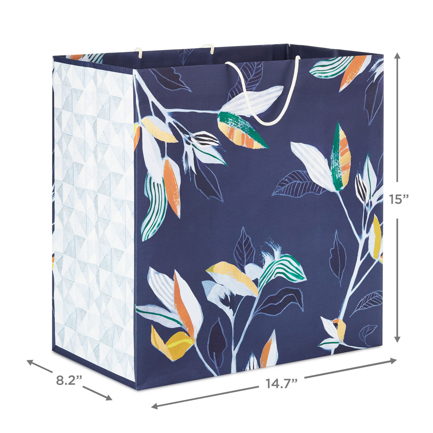 Tropical Stems on Navy Extra-Deep Gift Bag measurement image number 3