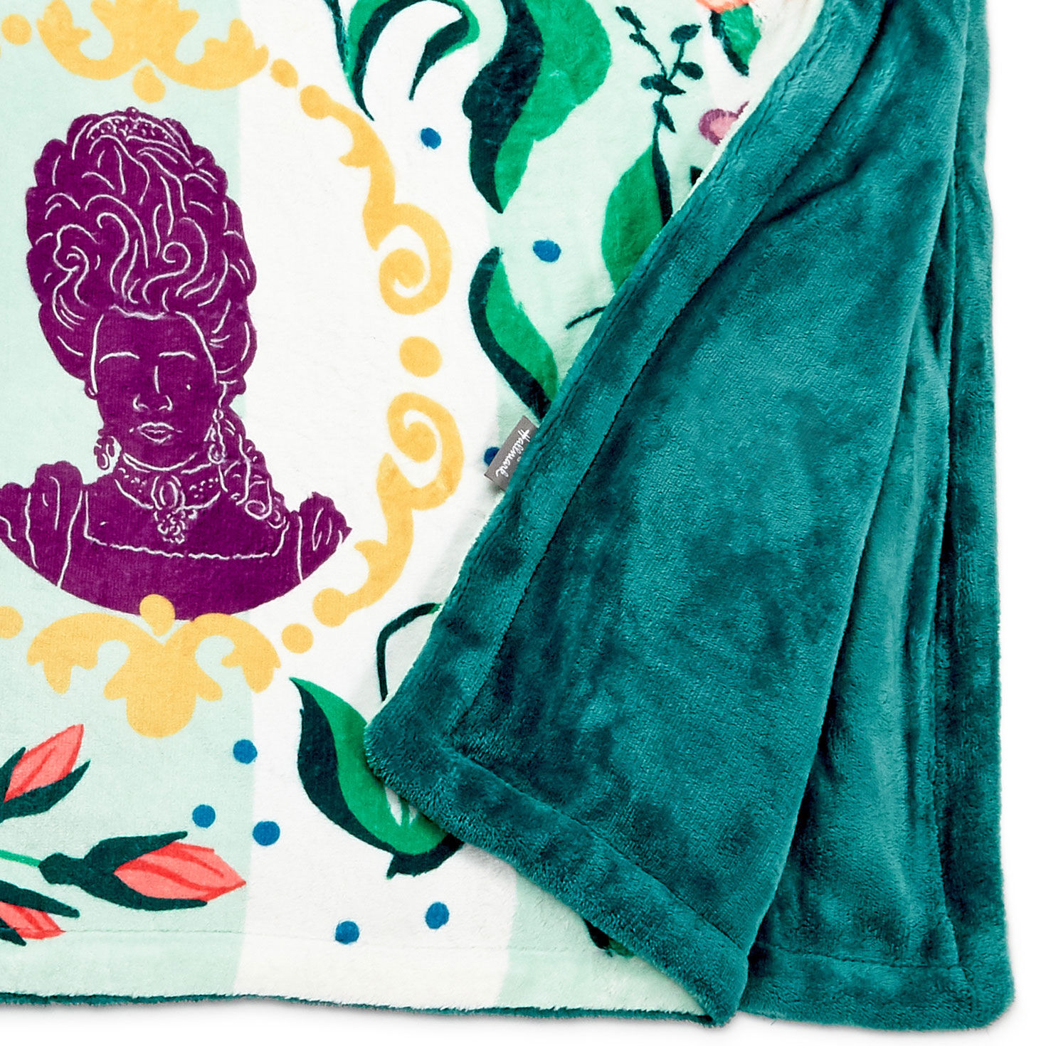 Bridgerton Cameos on Floral Fleece Blanket closeup view image number 3