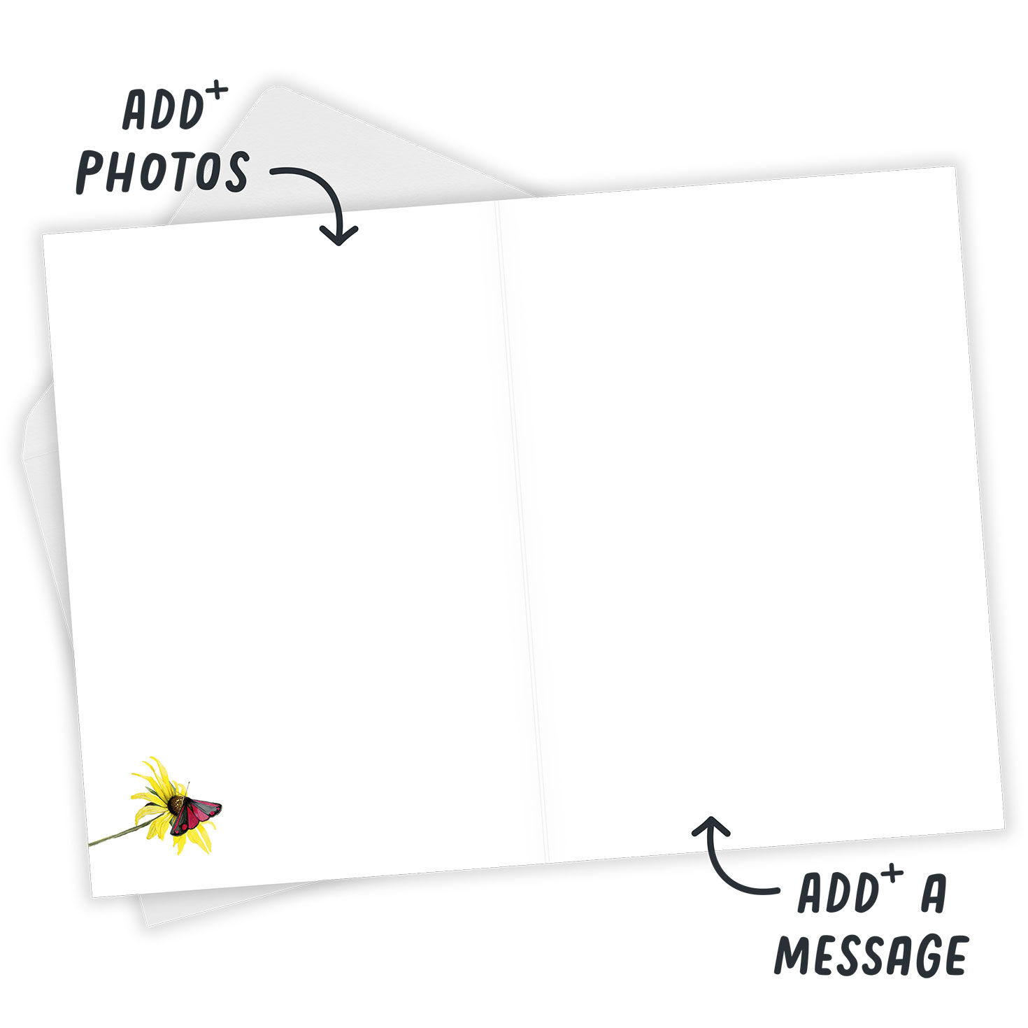 Colorful Flowers in Blue Pot Personalized Card Open Card with Envelope indicating personalization image number 3