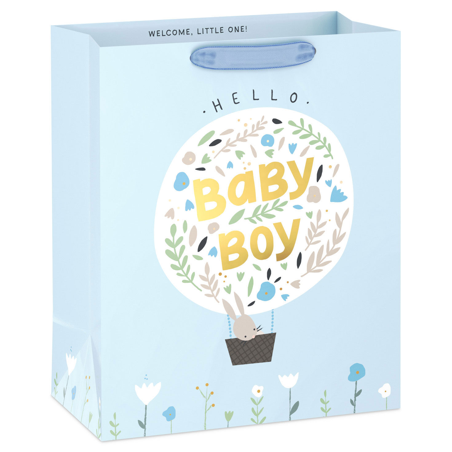 13" Bunny in Hot Air Balloon Baby Boy Large Gift Bag