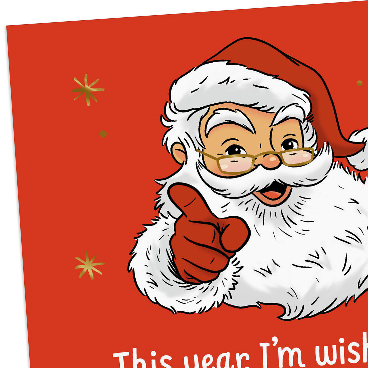 Santa Pointing Finger Funny Christmas Card Card Front Detail image number 4
